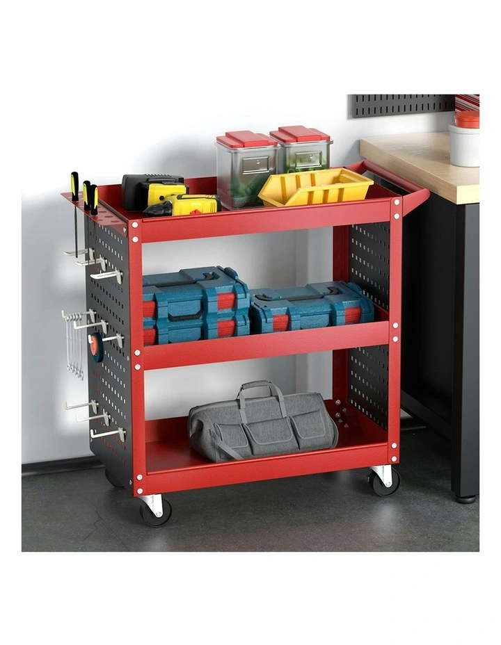 3-Tier Tool Cart in Red