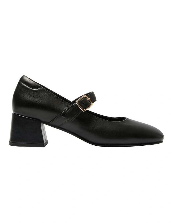 Lottie Heeled Shoes in Black Leather