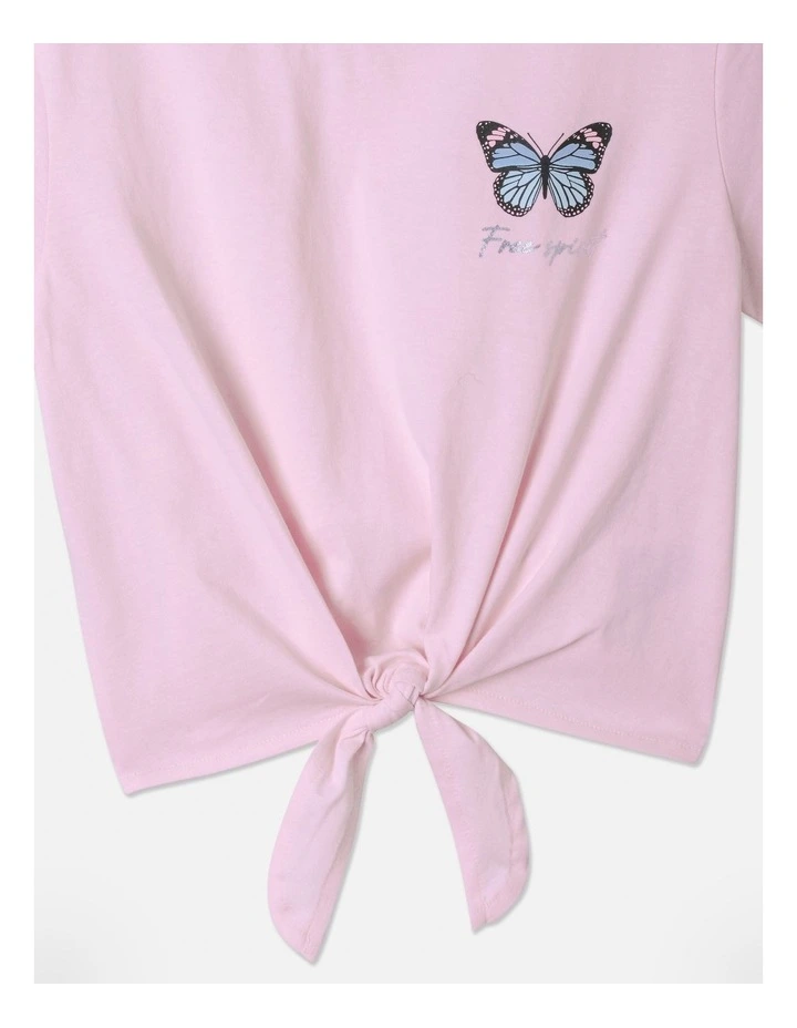 Essentials Tie Front Tee in Light Pink