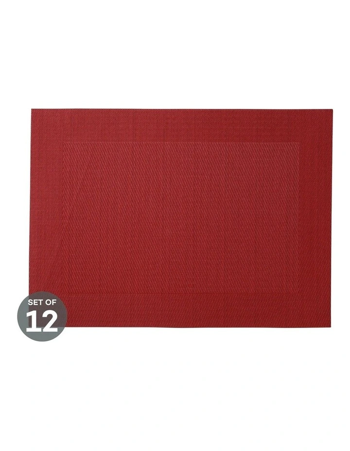 Placemat Wide Border 45x30cm Red Set of 12