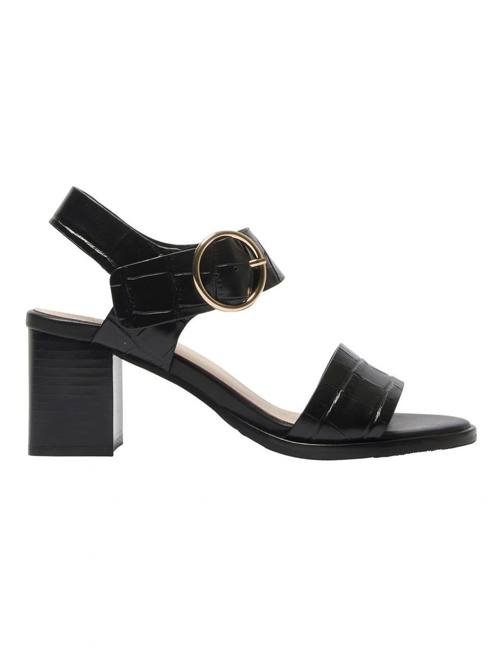Nickel Sandals in Black Crocodile Print