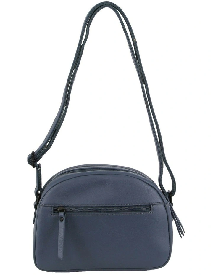 Leather Ladies Multi-Zip Cross-Body Bag in Teal