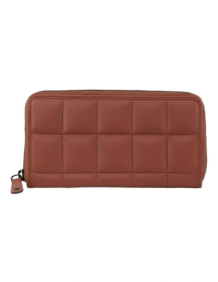Italian Pleated Leather Zip Wallet in Rose