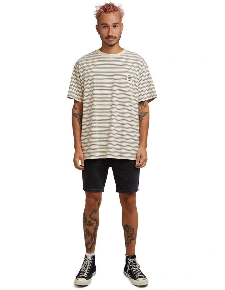 Overdyed Stripe Tee in Tan