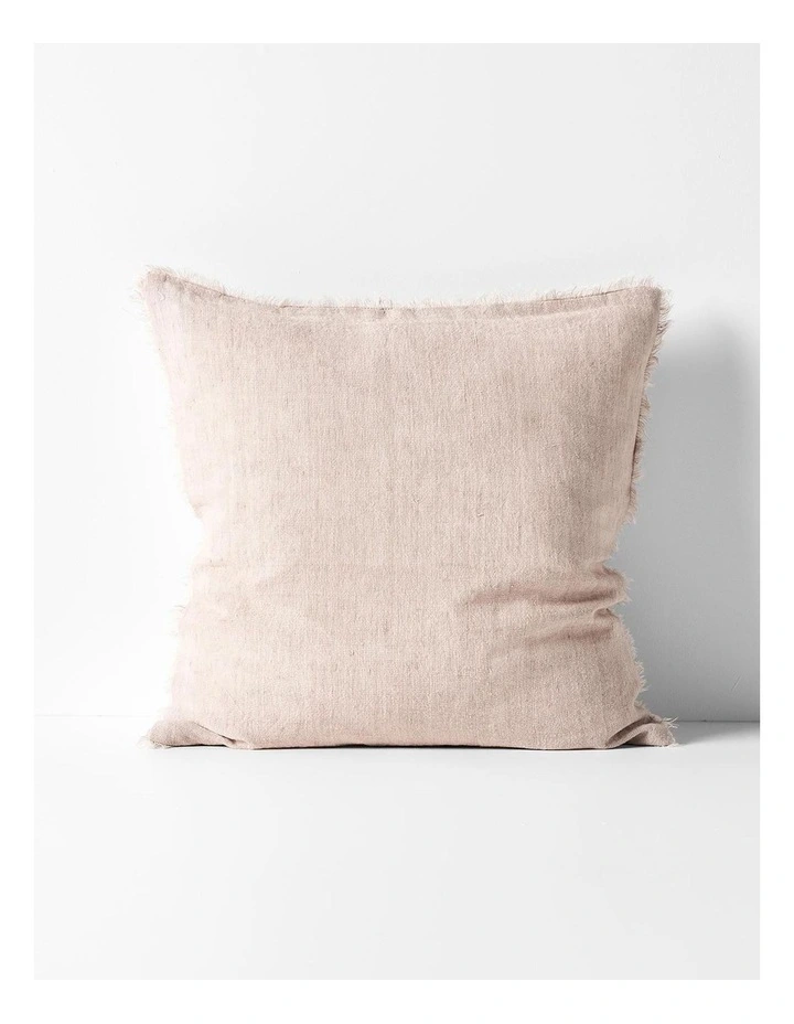 Vintage Linen Fringe Cushion in Shell