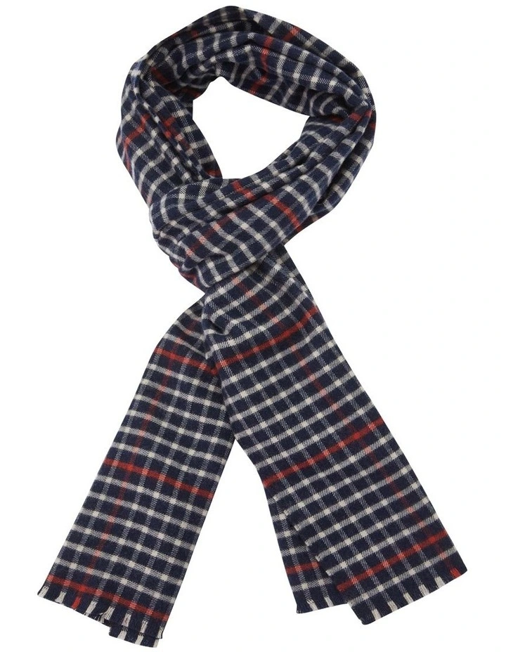 Keiran Wool Check Scarf in Blue Multi