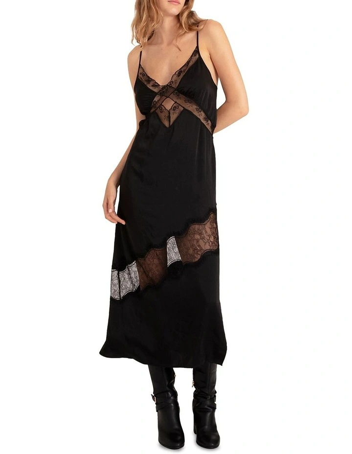 Heavenly Bodies Lace Slip Dress in Black