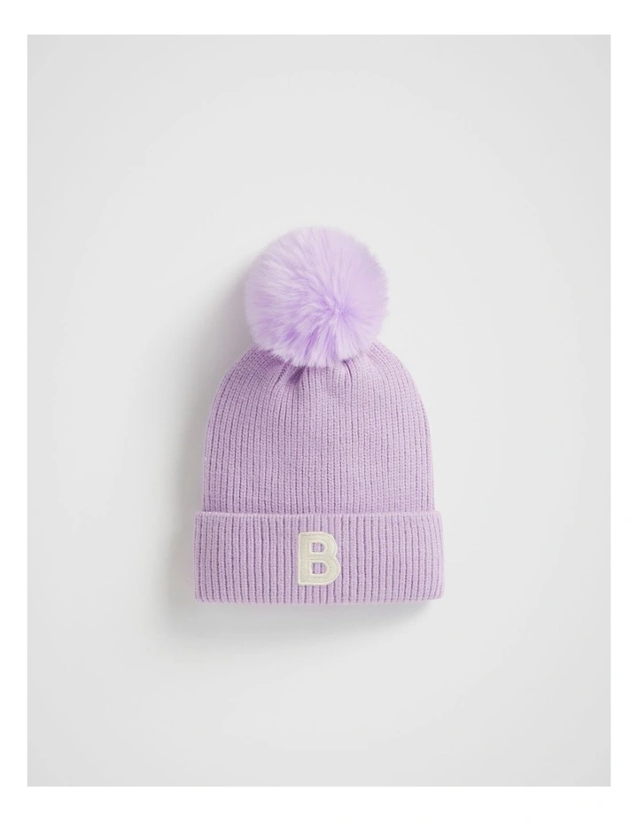 Embroidered Initial Beanie in Multi