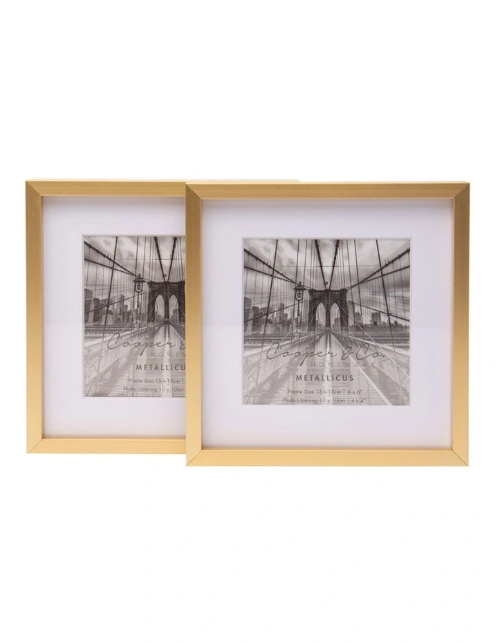 Set of 2 6x6 Matt to 4x4 Photo Frames in Gold