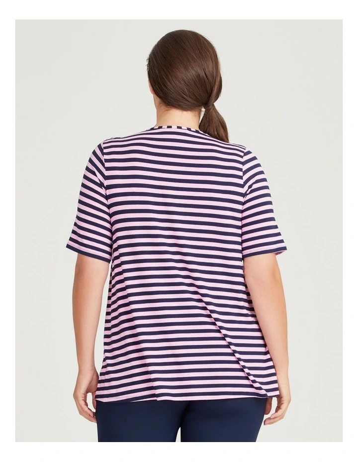 Natural Stripe Essential Top in Pink/Navy