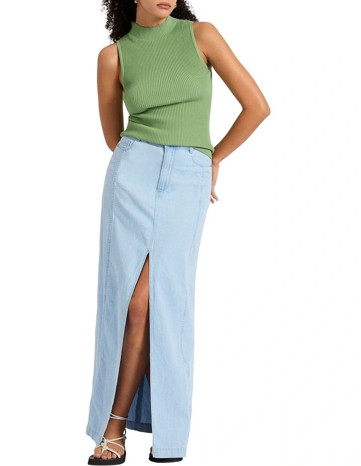Hunter Denim Maxi Skirt in Light Chambray