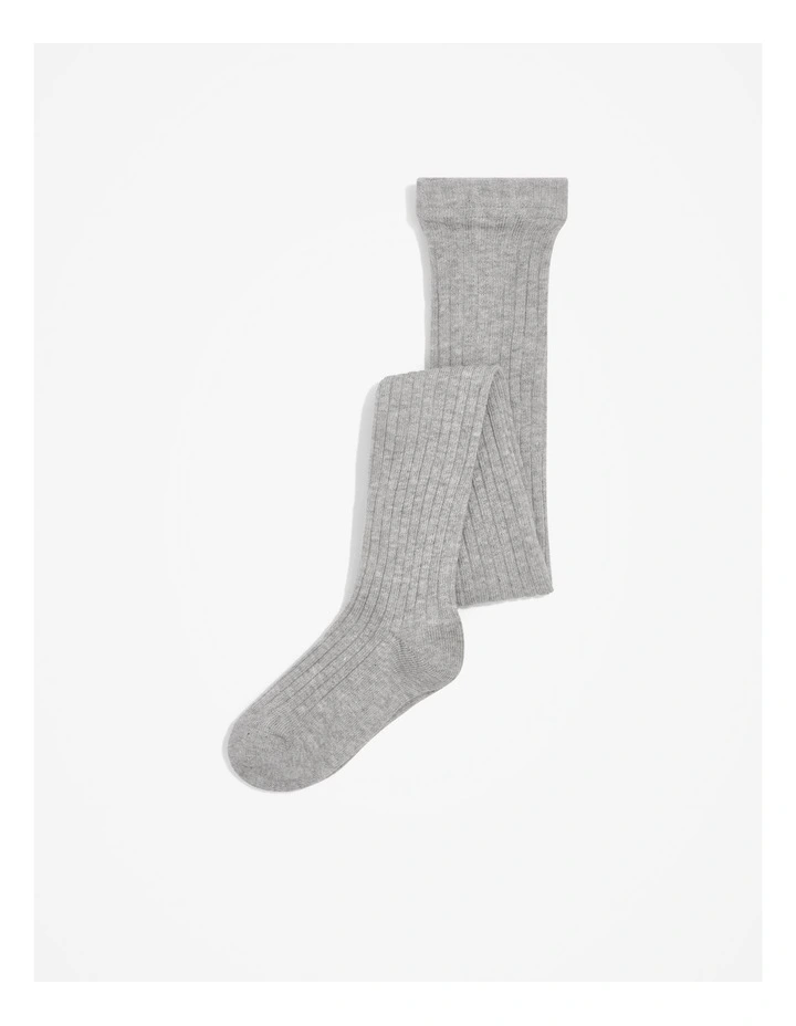 Organically Grown Cotton Blend Rib Tight in Grey Marle