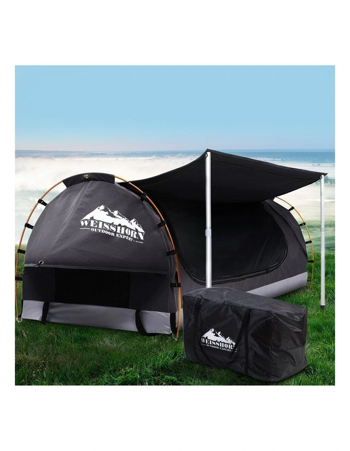 Double Swag Canvas Free Standing Dome Tent 7cm in Dark Grey