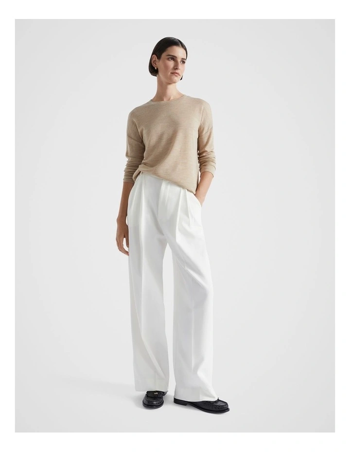 Babywool Curve Hem Top in Champagne Beige Marle