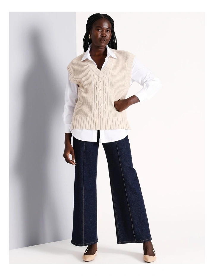 Organic Cotton Knitted Vest in Stone