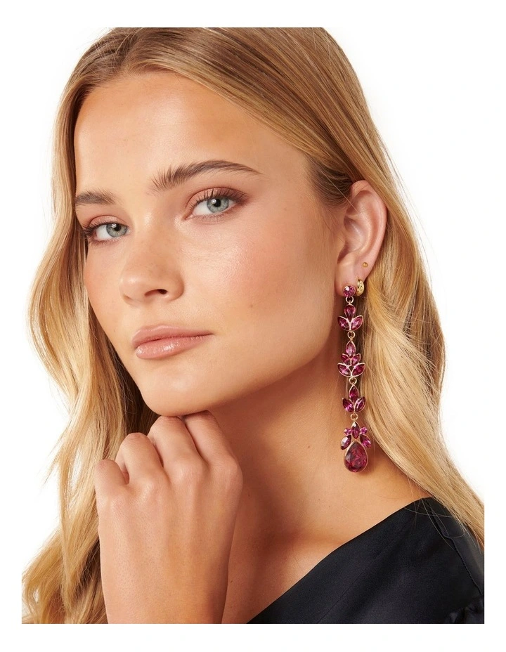 Signature Petal Stone Drop Earring in Pink