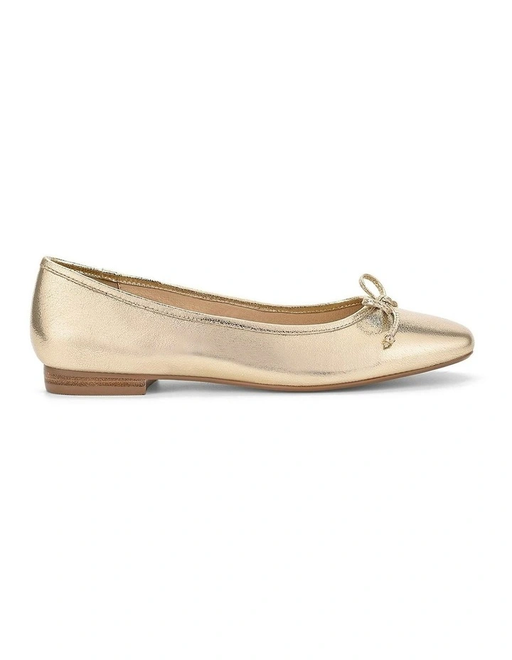 Regina Square Toe Ballet Flats in Gold Leather