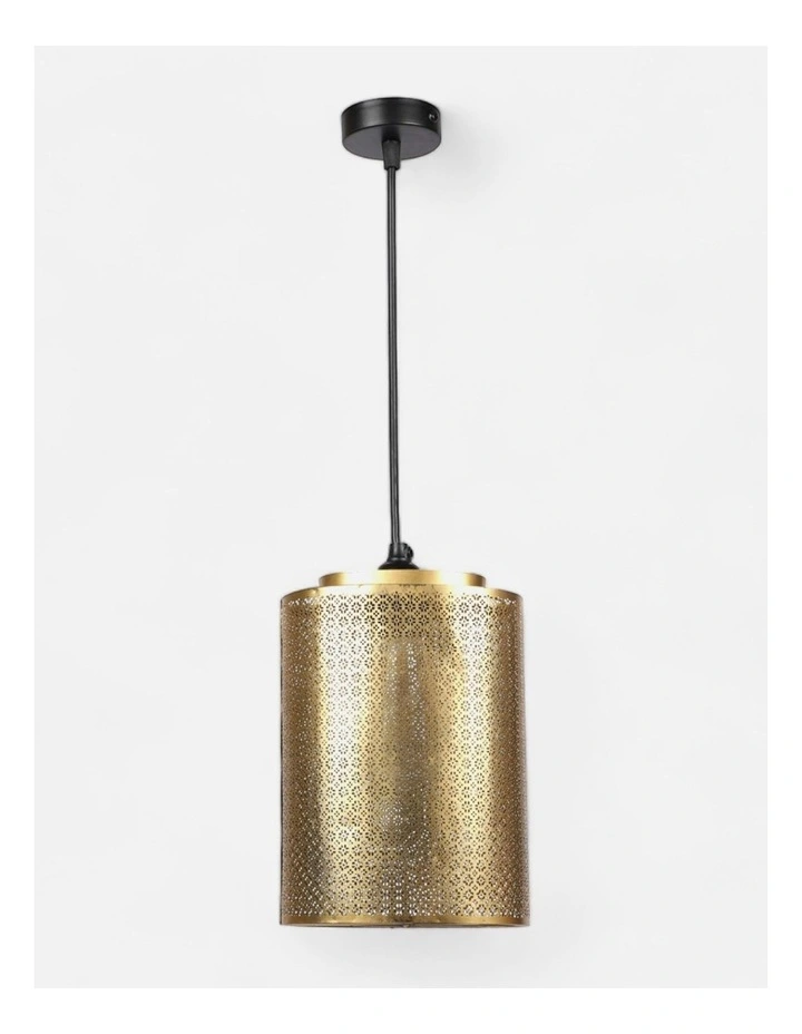 Handcrafted Iron Lattice Work Pendant Light in Gold