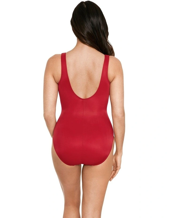Razzle Dazzle Zipt Zip Front Shaping Swimsuit in Grenadine