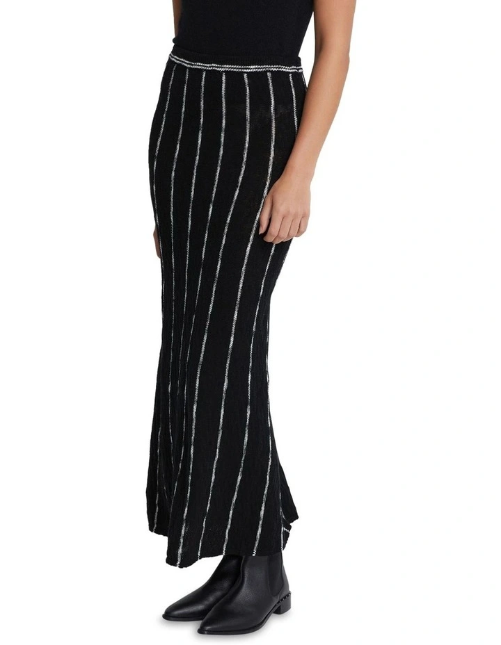 Emily Striped Knit Skirt in Black/Ivory