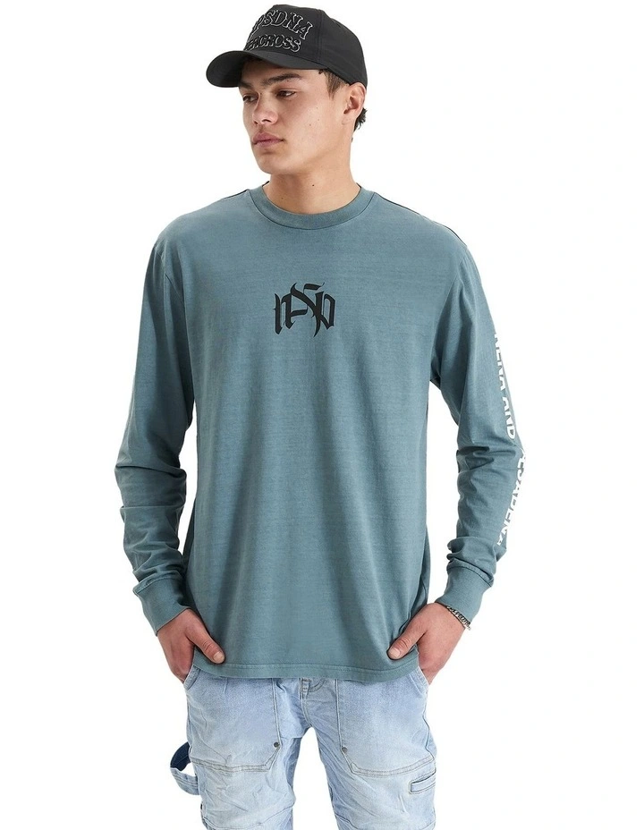 Plinth Heavy Relaxed Long Sleeve Tee in Blue