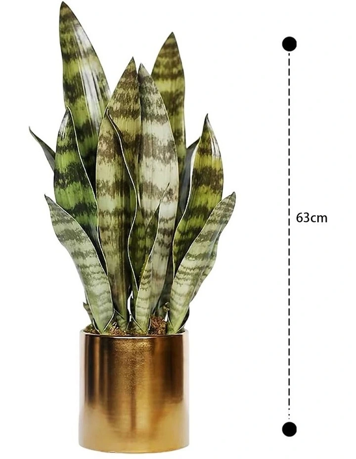 Artificial Snake Plant in Golden Pot