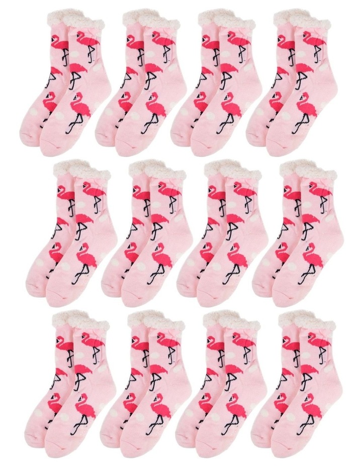 Thick Fur Bed Socks 12 Pairs in Pink