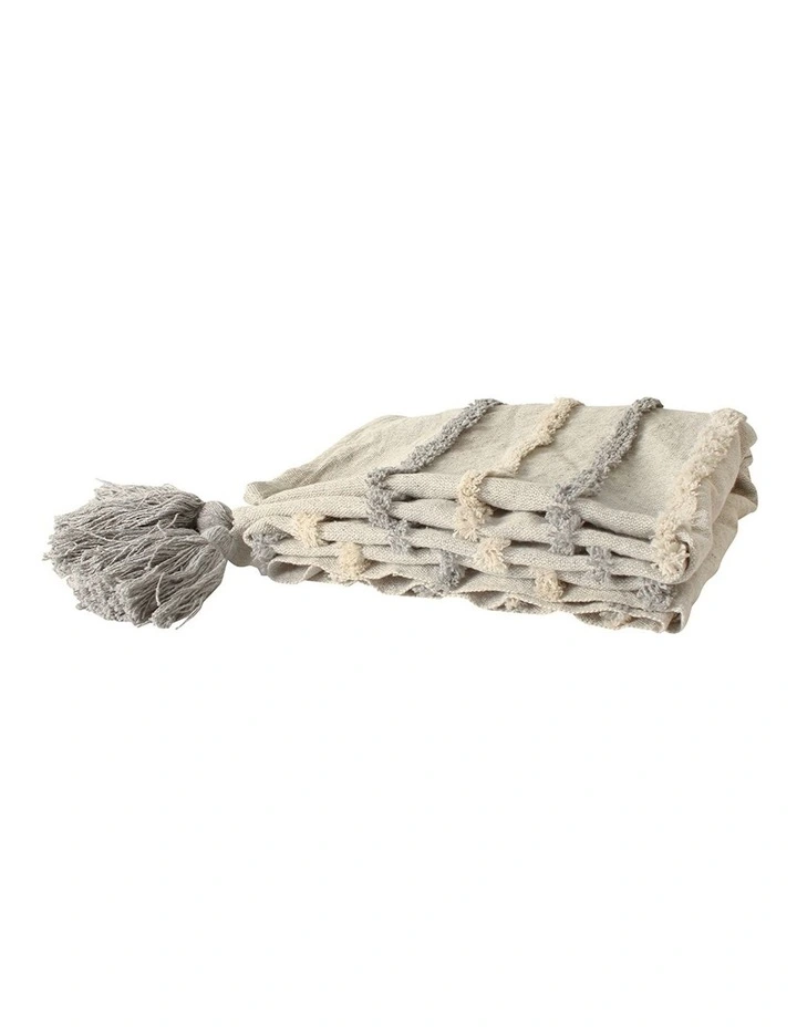 Lzar Faux Mohair Sofa Throw Blanket With Fringing 170x130cm in Beige