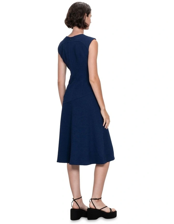 Seersucker Midi Dress in Ink