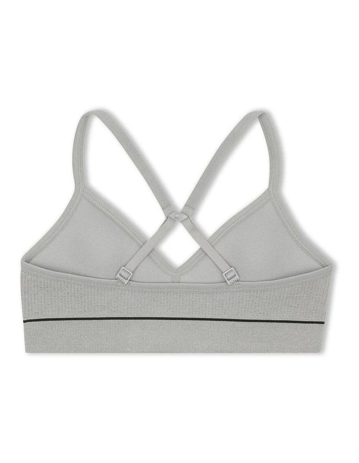 Kids Retro Rib Contour Crop Top in New Grey Marle