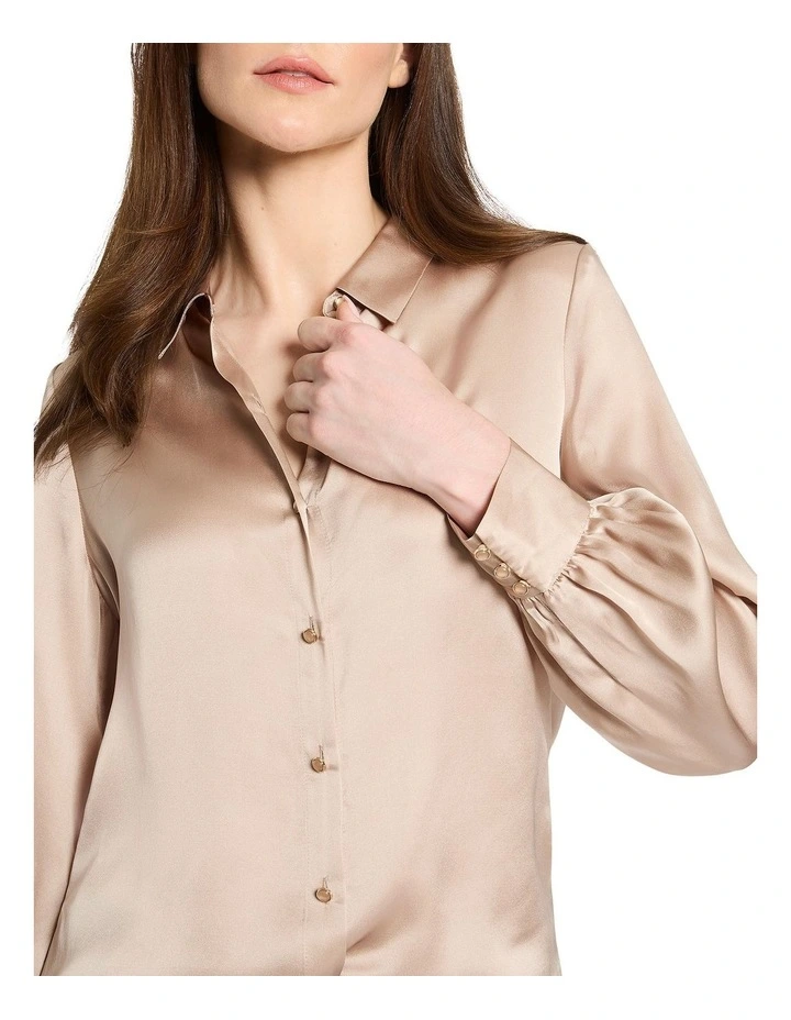 Ophelia Silk Shirt in Latte