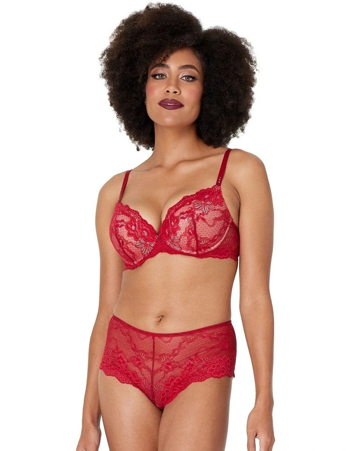 My Fit Lace 200% Boost Push Up Plunge Bra in Jester Red