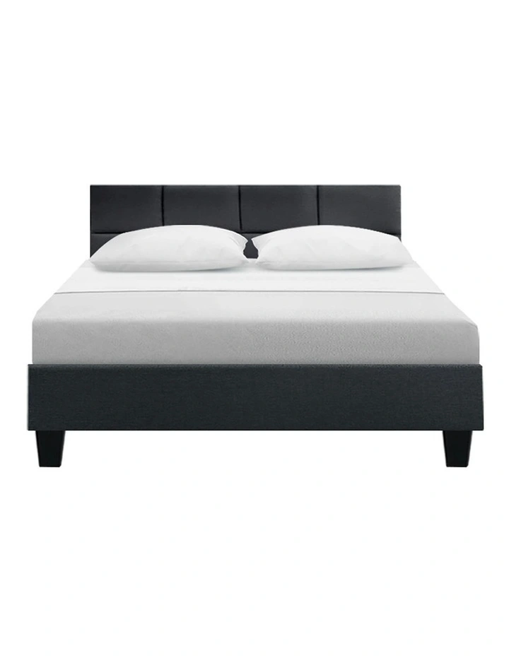 Tino Wooden Fabric Double Bed Frame in Charcoal
