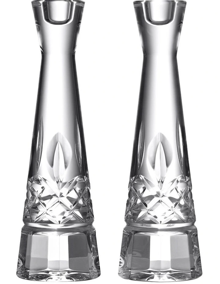 Lismore Round Candlestick 25cm Set of 2 in Clear