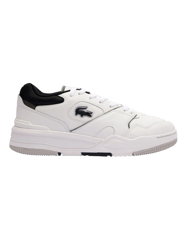 Lineshot Contrasted Collar Leather Sneakers in Wht/Blk