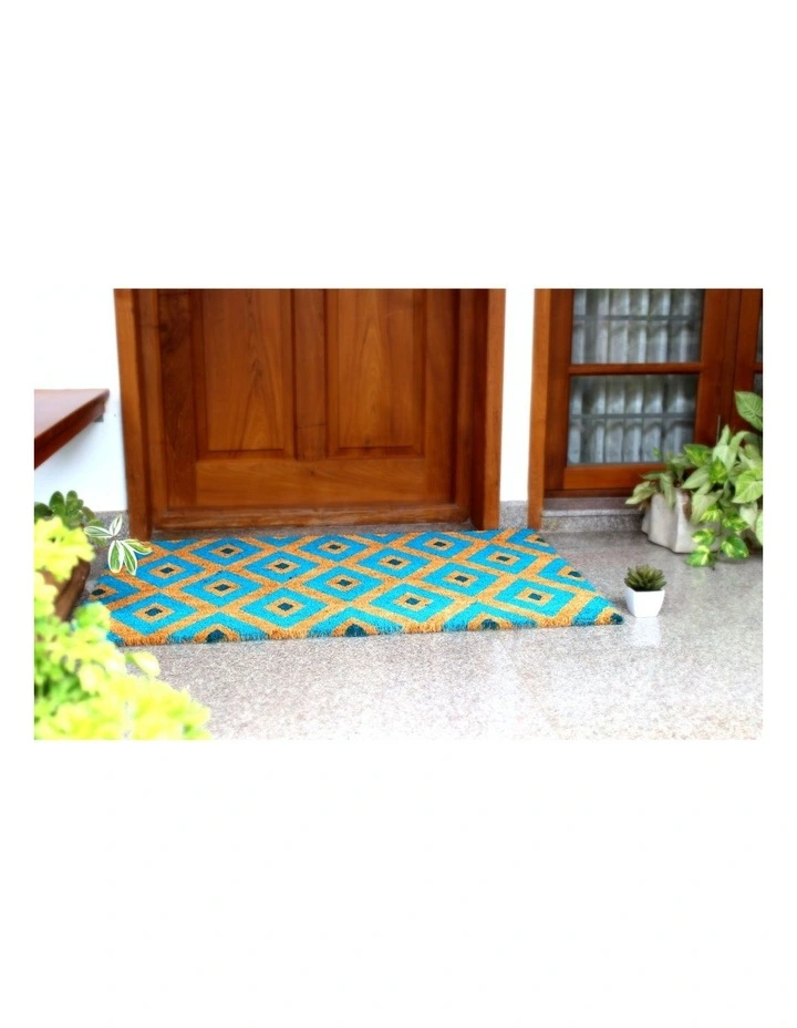 Kimberley Blue PVC Backed Coir Doormat 75x120 cm