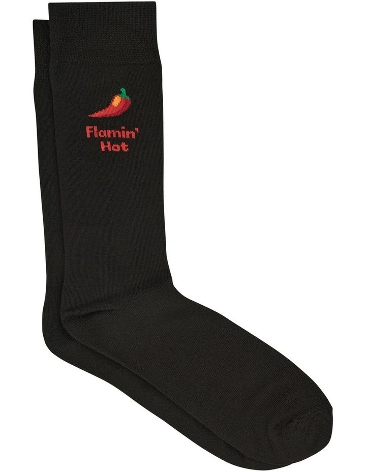 Flamin Hot Bamboo Sock in Black