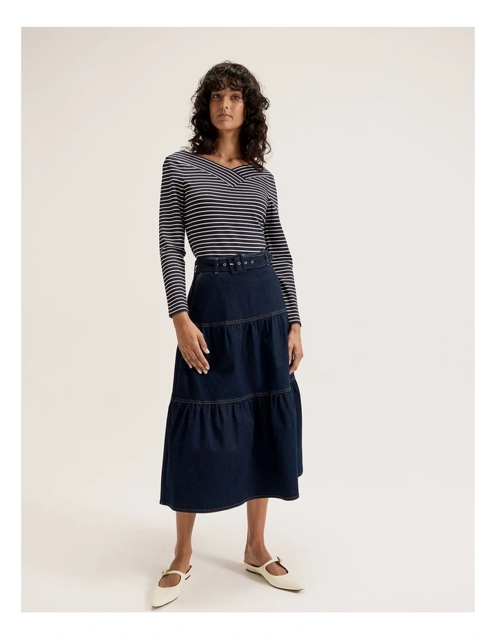 Sofie Stripe Top in Ink/Ivory