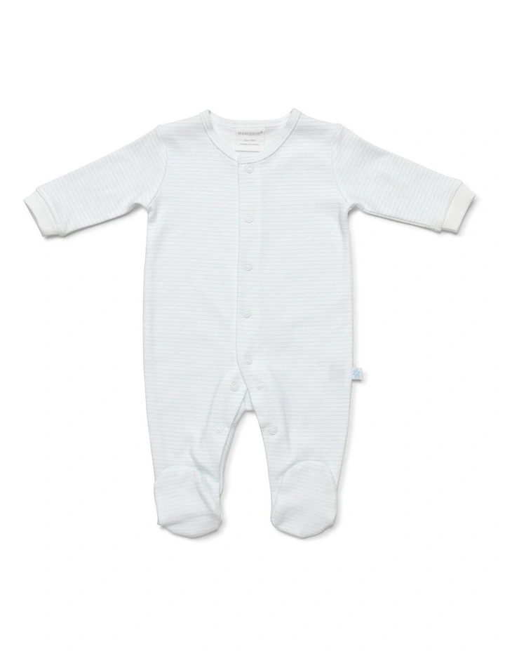 Footed Studsuit 2 Pack in Blue/White