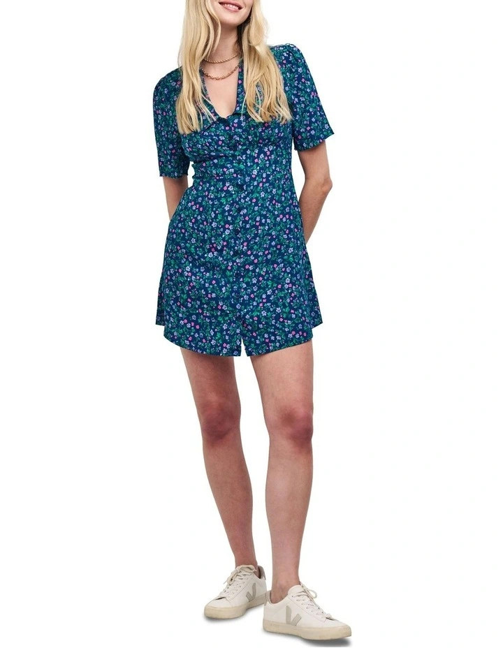 Daisy Mini Dress in Blue Multi