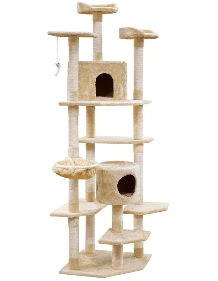 Cat Tree Tower Scratching Post Scratcher Condo Trees House Bed 203cm in Beige