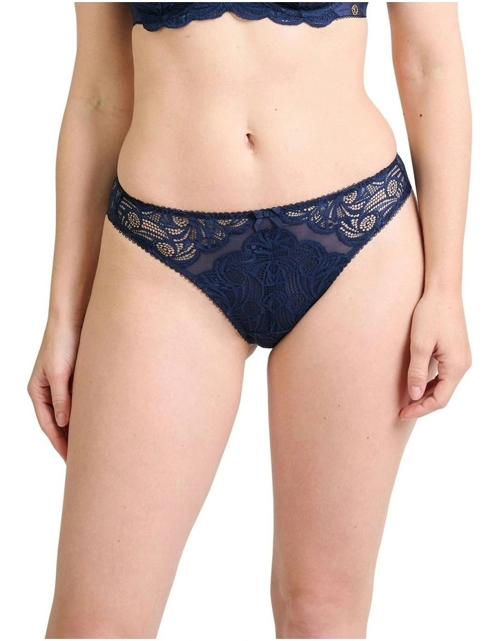 Ariane Lace Brazilian Cut Brief in Marine Blue