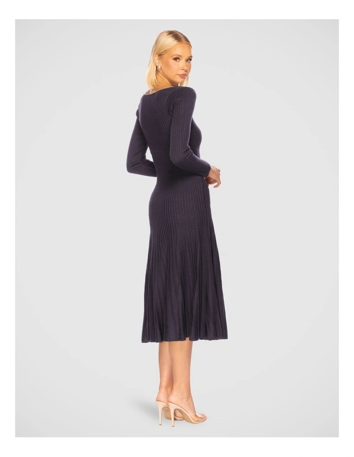 Diem Square Neck Knit Dress in Dark Navy