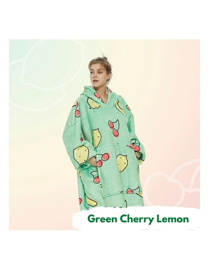 Oversized Adult Blanket Hoodie in Cherry Lemon