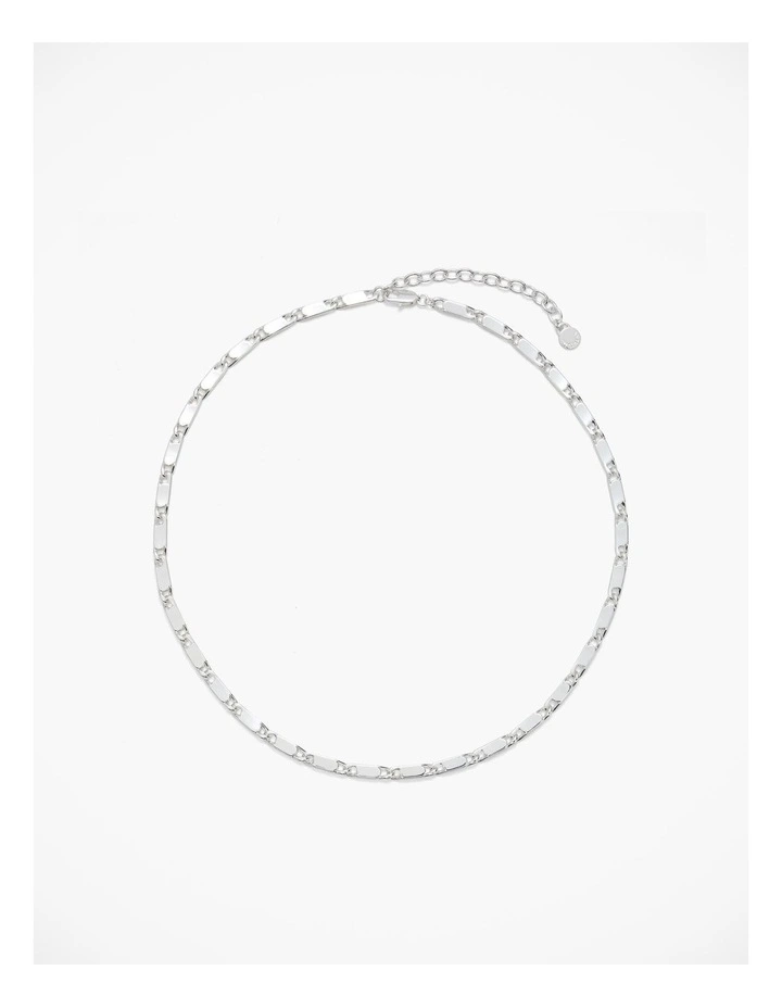 Bar Curb Chain Necklace in Silver