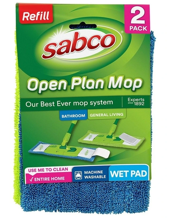 Mopping Refill Replacement Microfiber Wet Pad 2 Piece 43cm in Green