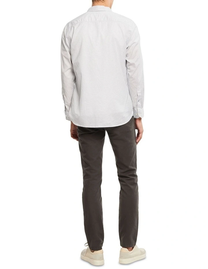Core Flex Mini Geo Print Long Sleeve Shirt in White