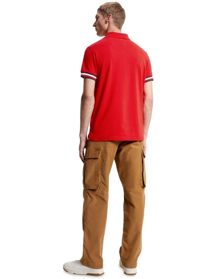 Logo Tipped Slim Fit Polo in Orange