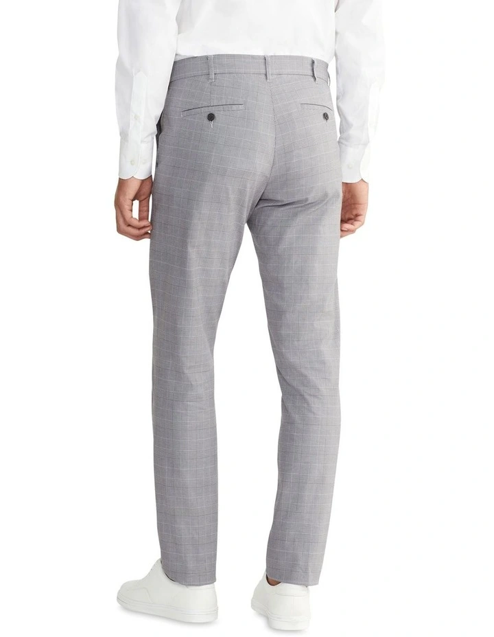 Slim Cotton Pow Check Business Pant in Grey