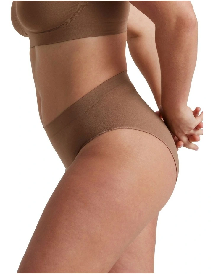 Bare Essentials Hi Cut Brief in Almond